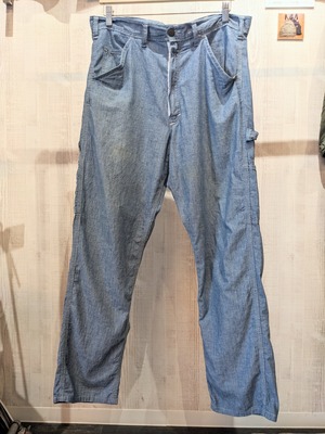 新古美品  稀少シャンブレペインタ－パンツ  ブル－   L    5800円  VINTAGE