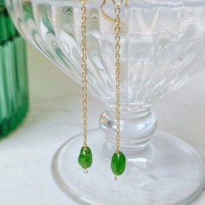 緑の光 クロムダイオプサイトのチェーンピアス/イヤリング -Olivia-
