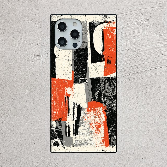 受注生産 iPhoneケース 赤黒白のラフ紙片コラージュ｜ZINEコラージュ ZINE053A
