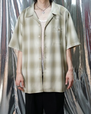 Vintage oversized ombré check open collar S/S shirt