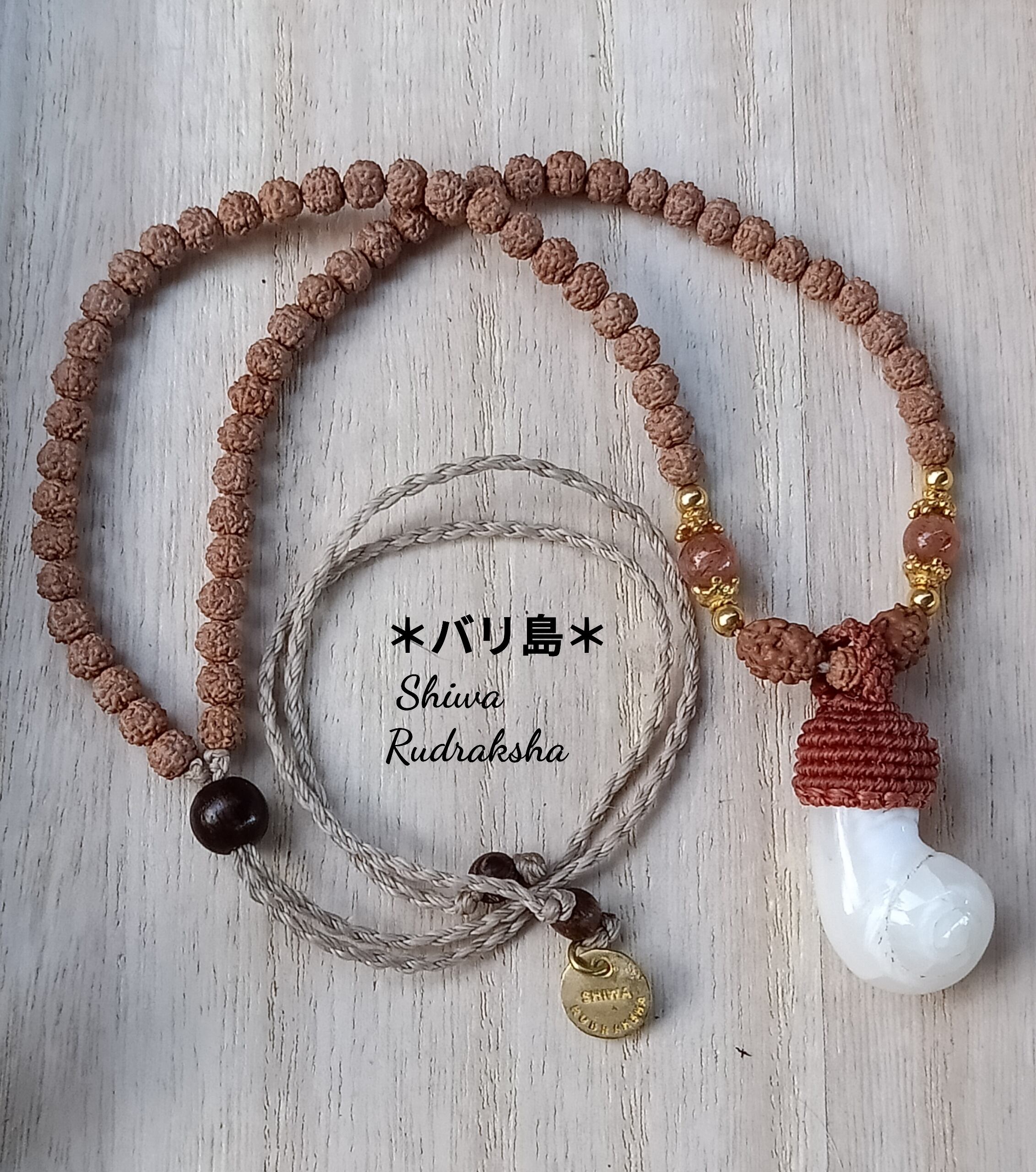 入魂儀式済ケオン】3＆5面☆サンストーン☆マクラメ編みネックレス