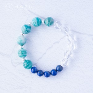 希望と運気を呼ぶ爽やかブルーブレス［ゼブラアマゾナイトインシリカ／ラピスラズリ／水晶］