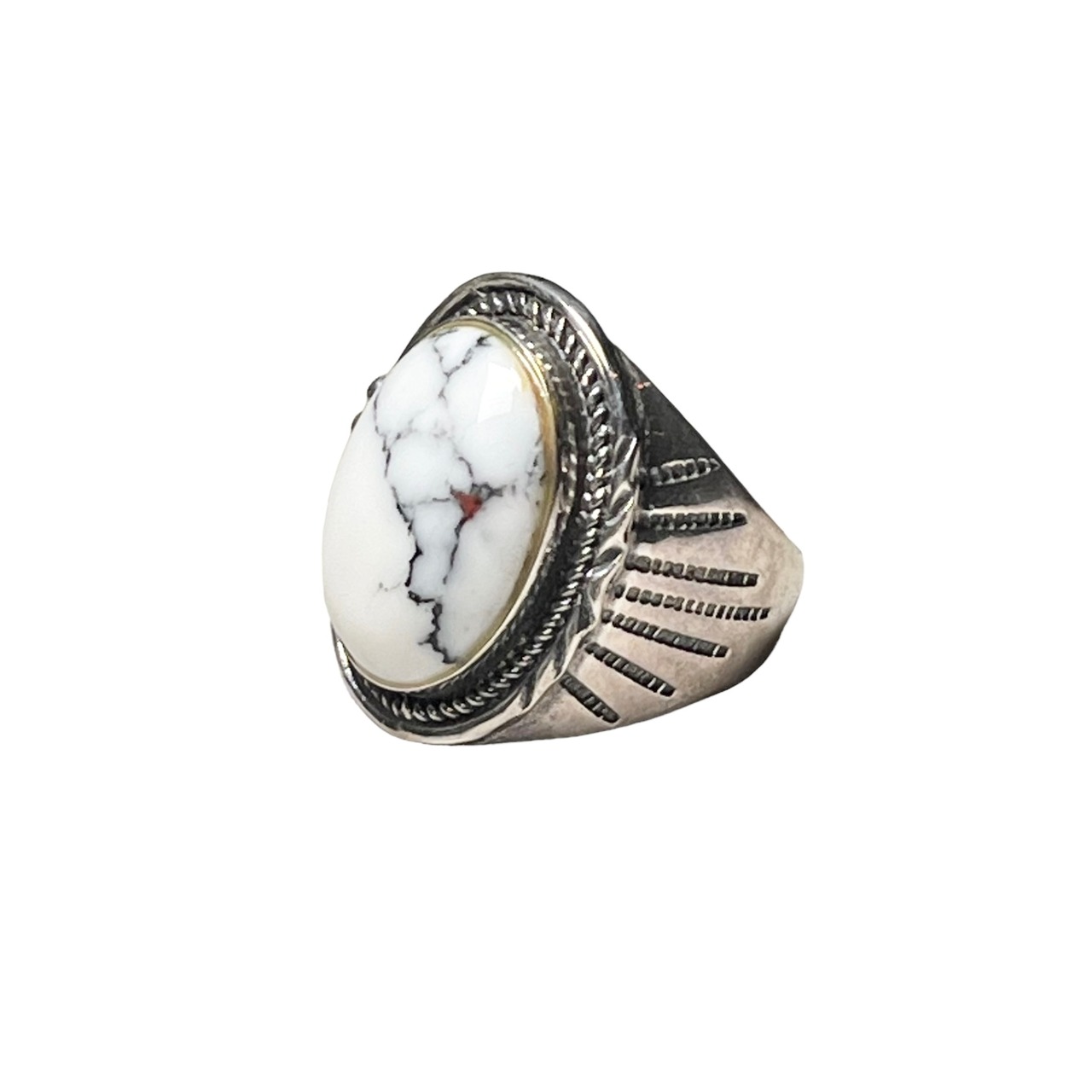 vintage heavy gauge silver white buffalo ring