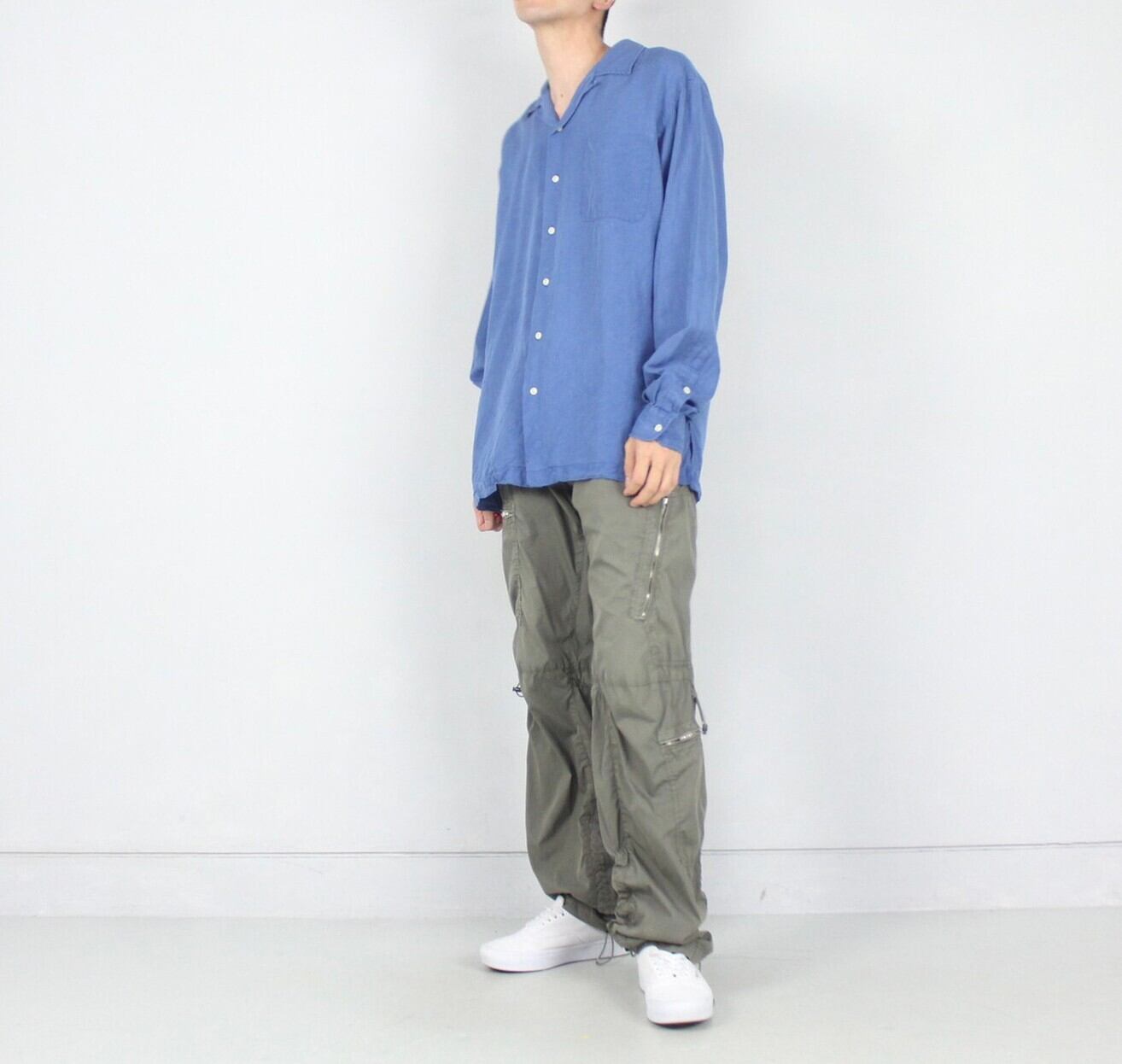 Polo by Ralph Lauren 裾ポニーロゴ シルク×リネン オープン Polo by Ralph Lauren 裾ポニーロゴ シルク×リネン オープン