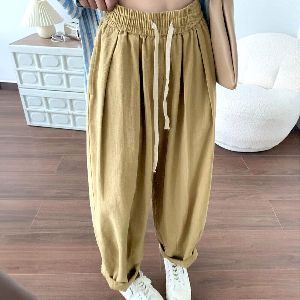 ハイウエスト ワイドパンツ レディース 韓国 春秋 リラックス 大人 きれいめ シンプル おしゃれ カジュアル ウエストゴム ゆったり イージーパンツ 大人可愛い 大人女子