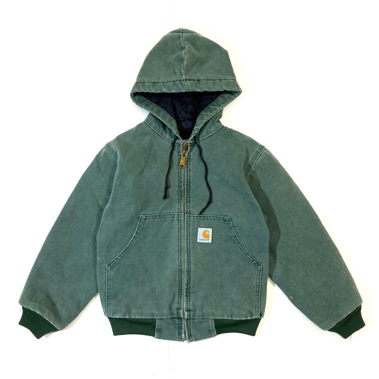 【kids】Carhartt カーハート アクティブジャケット キッズ6-7歳 130? 古着 パーカー 中綿入りキルティングライナー ダック地  ライトグリーン 黄緑 子供服【ワークジャケット】 | cave 古着屋【公式】古着通販サイト