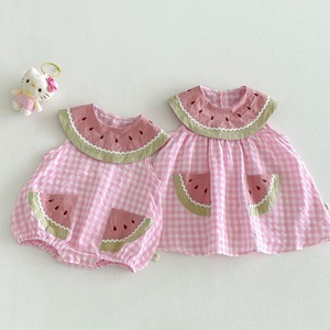 【姉妹服】スイカノースリーブロンパース/ワンピース