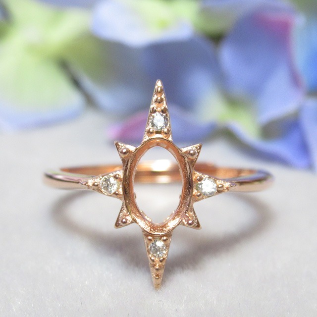 アウトレット7×5㎜ 八芒星CZ S925 リング台 PG