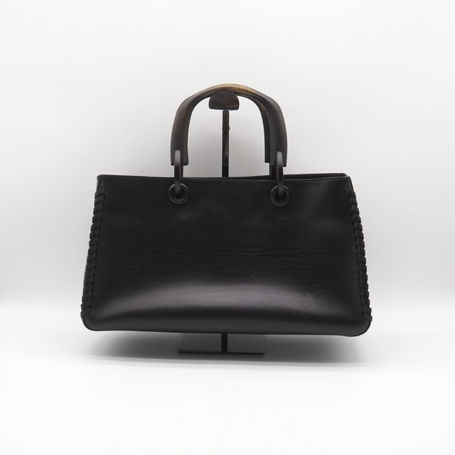 GUCCI レザー ウッドハンドバッグ ブラック グッチ 付属品付き