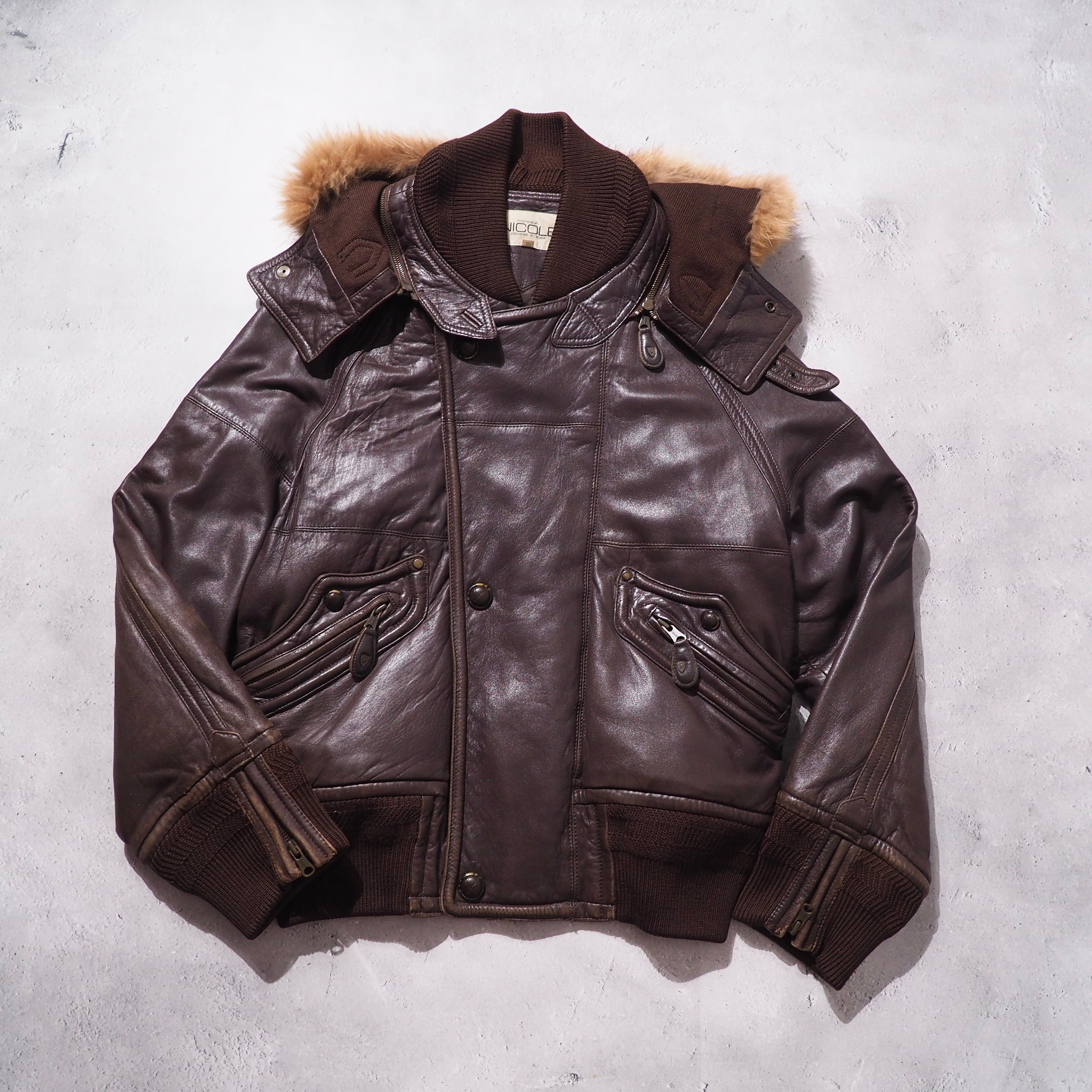 1980s " Monsieur NICOLE " Special N2-A sampling vintage Sheep leather jacket ムッシュニコル N2-A サンプリング レザージャケット