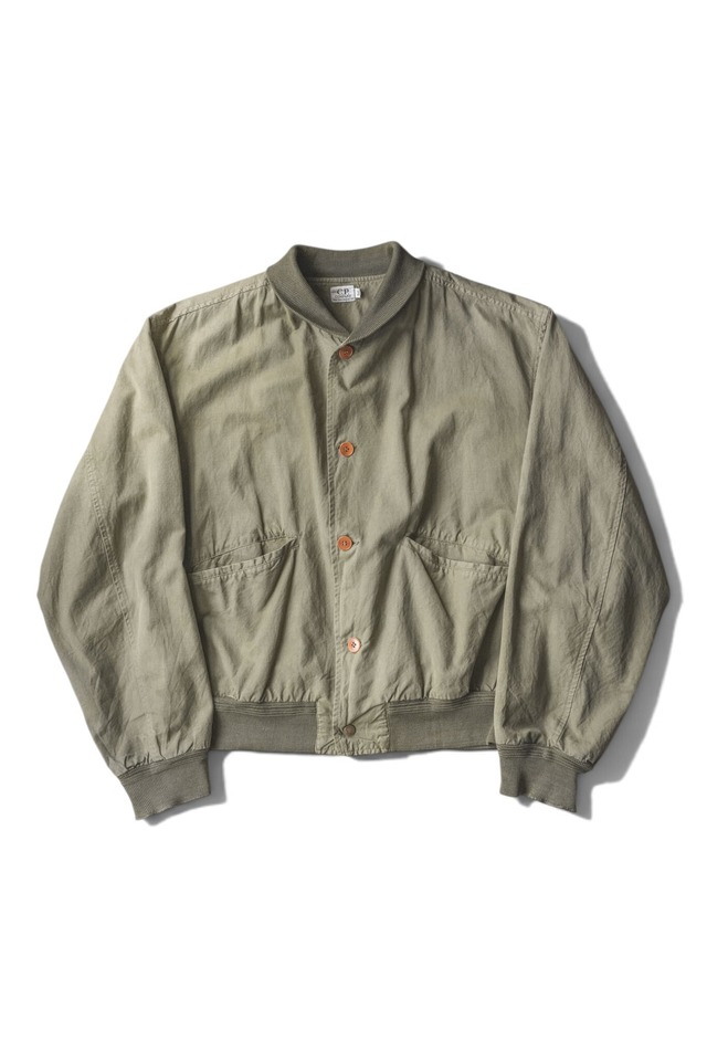 90SS "C.P. COMPANY" Cotton Canvas Ribbed-Collar Bomber Jacket Made in Italy (Design by Massimo Osti)