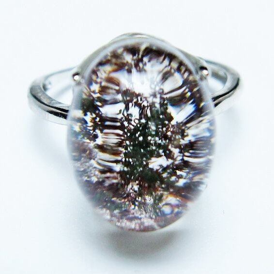 ガーデンクォーツ 指輪 ガーデン水晶 リング フリーサイズ 15号 一点物 メール便可 [M便 1/20] 115-6973