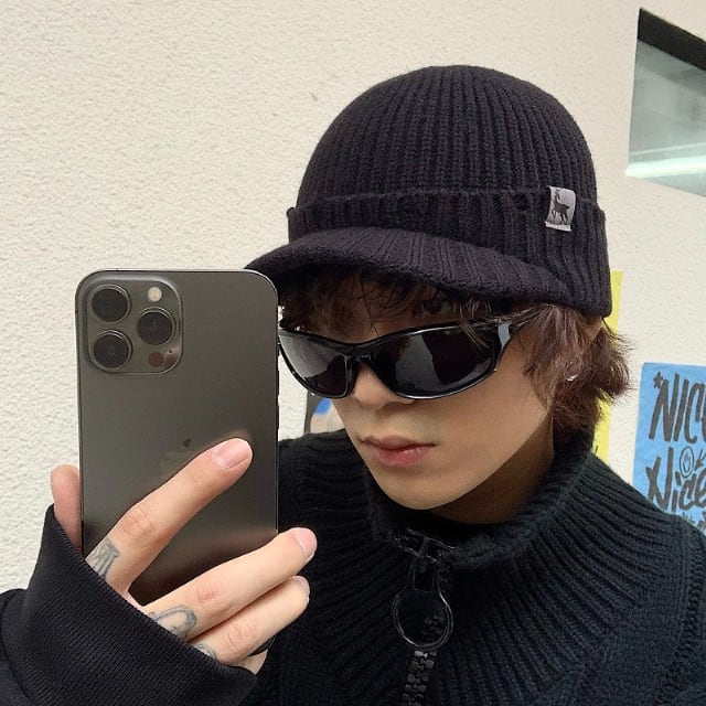 【予約販売】ニット帽 ワッチ ツバ付き ロールアップ ブラック/グレー/ホワイト/ベージュ メンズ ストリート アウトドア シンプル カジュアル 防寒 ダンス ヒップホップ こなれ感 お洒落 韓国 トレンド