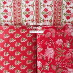 ブロックプリント生地【50cm単位】インド綿 小花柄 赤×ピンク #26961-RD2