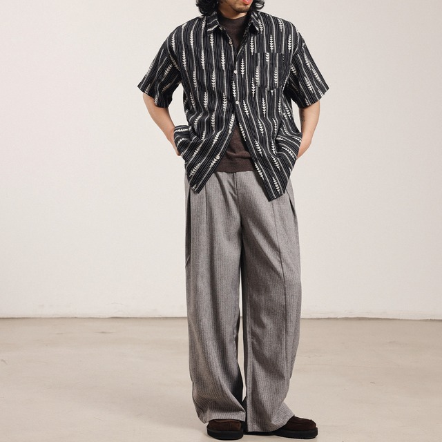 ドレープストライプ・ワイドスラックス N3603