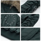 【暖かさUP】蝶刺繍ファー中綿ジャケット　S0049