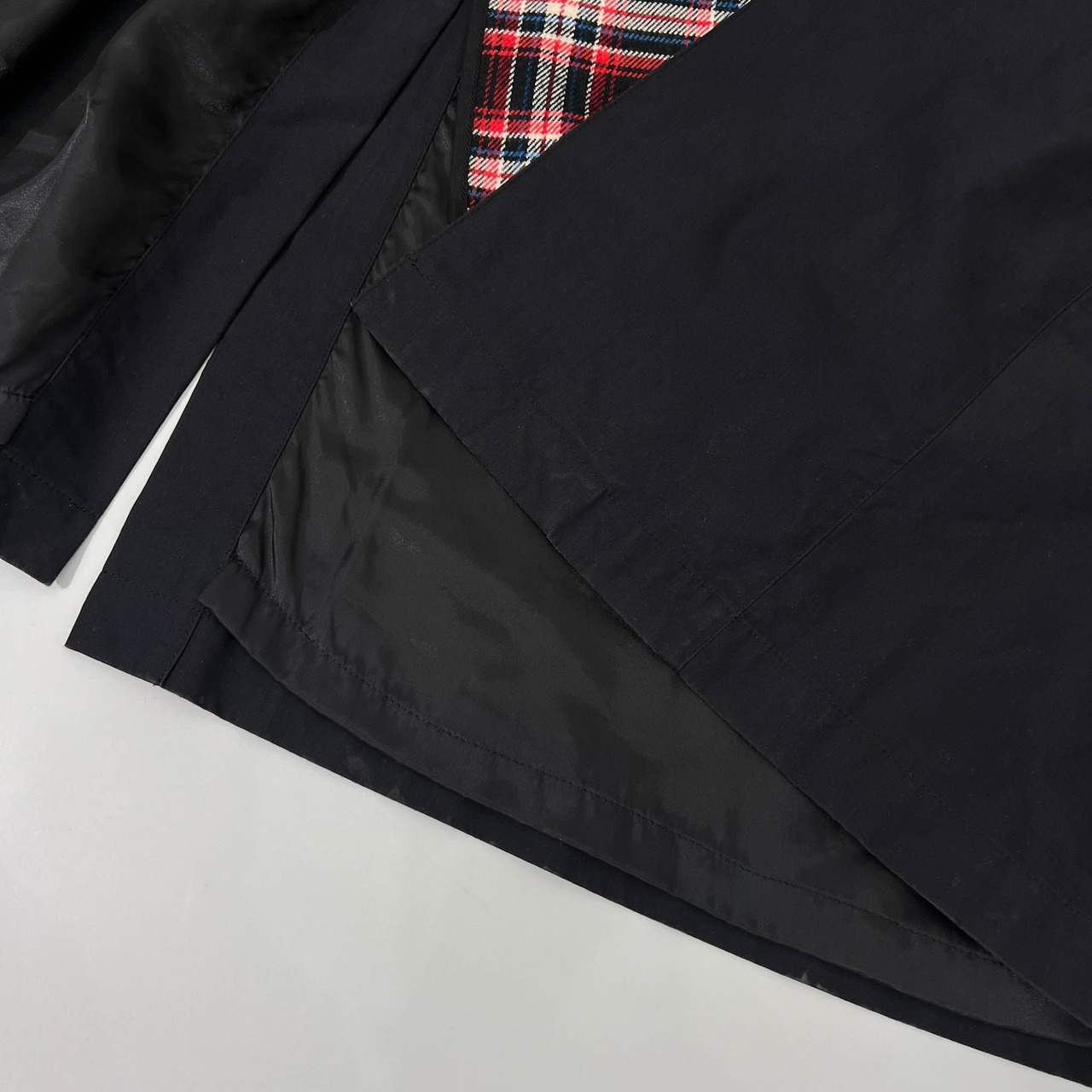 PAPAS パパス チェック柄ライナー付き スプリングコート M/ブラック