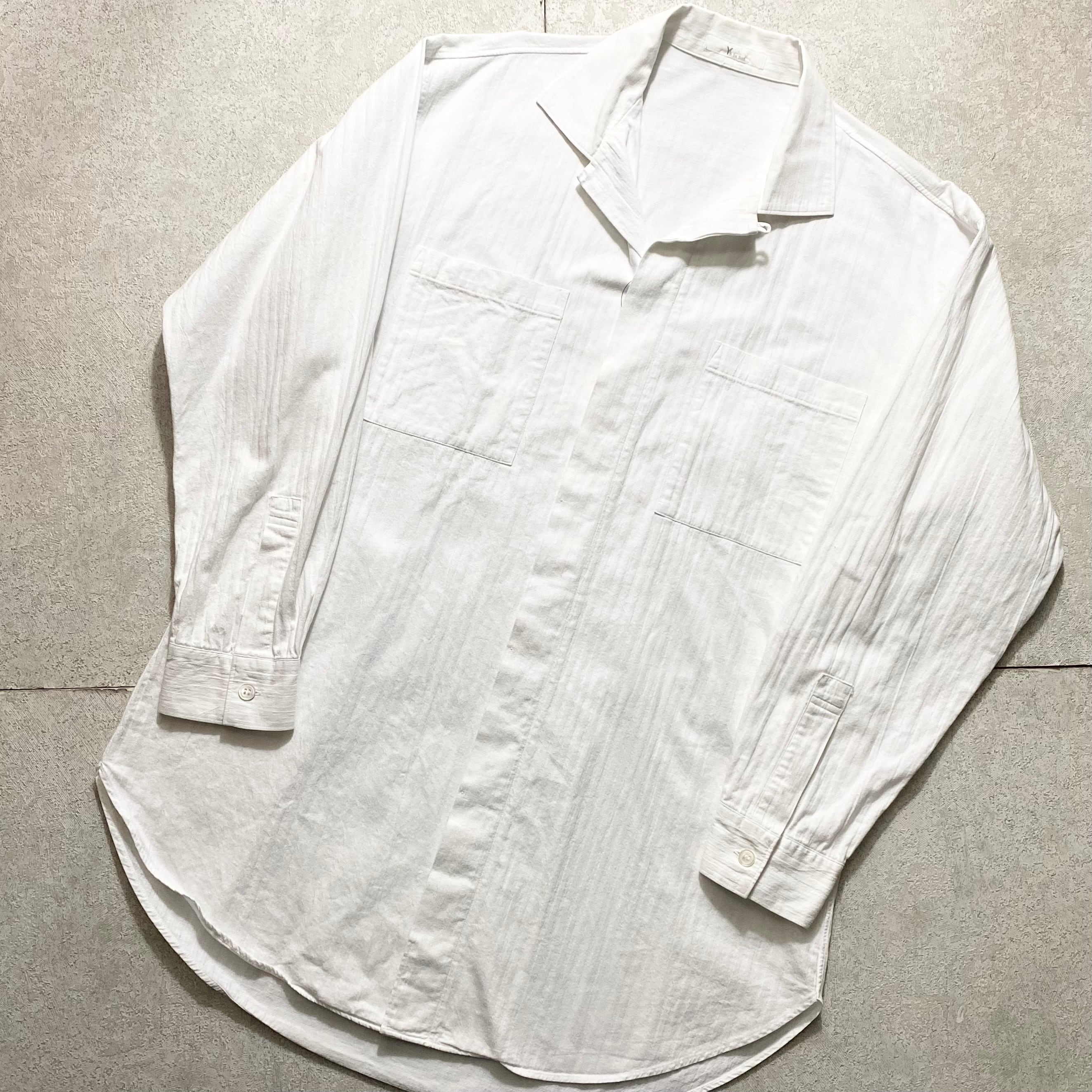 vintage Y’s FOR MEN stripe twill white open collar shirt | NOIR ONLINE powered by BASE
