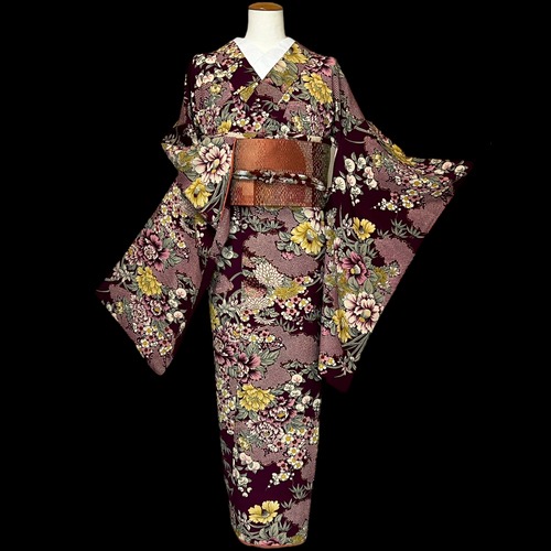 小紋 袷着物 着物 きもの アンティーク着物 リサイクル着物 kimono 中古 仕立て上がり 身丈151cm 裄丈63cm
