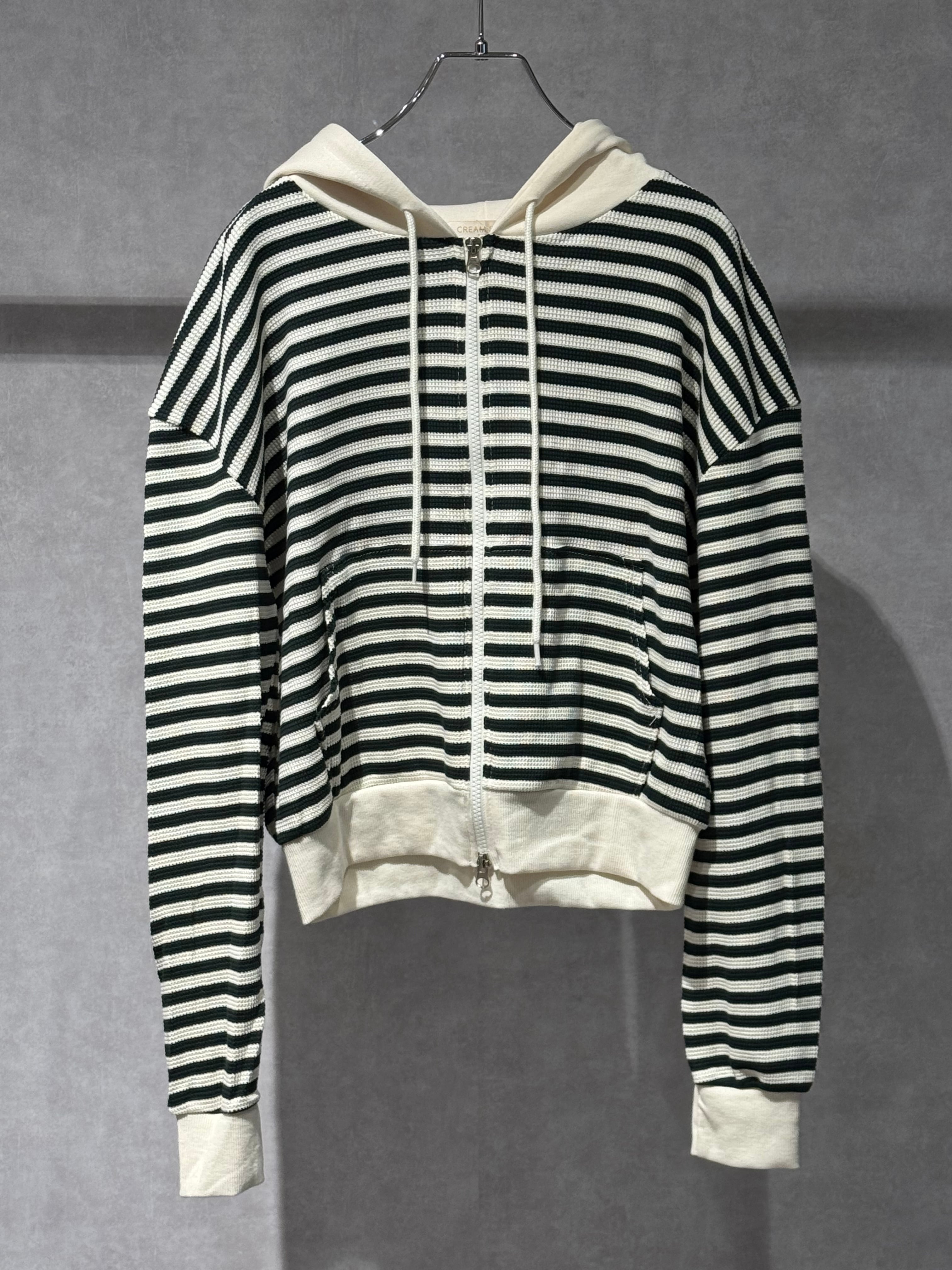 waffle border double zip hoodie