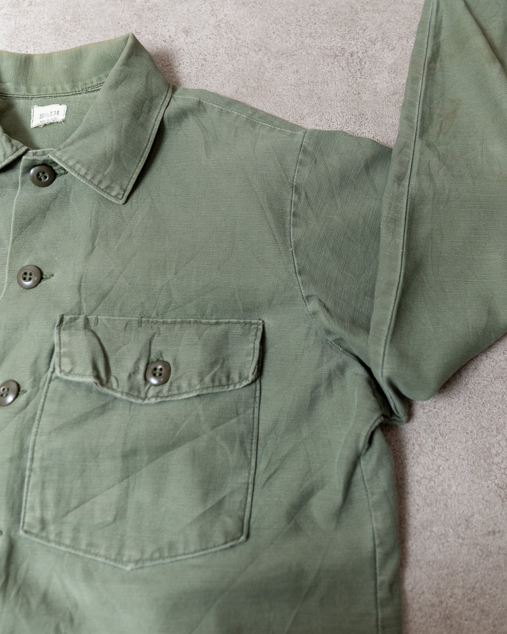 16 1/2】U.S.Army 70's OG-107 Utility Shirt Cotton100％ 
