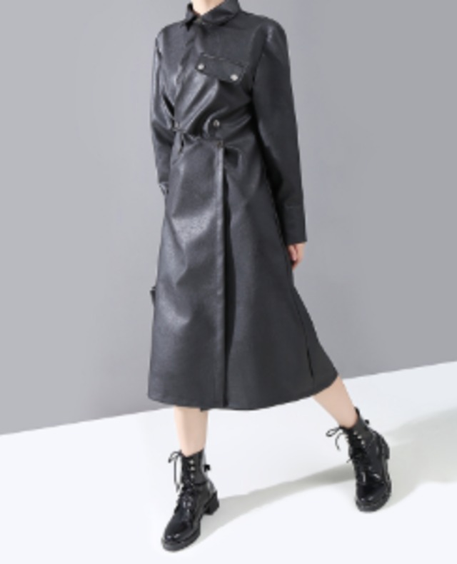 コート PUレザー トレンチ 