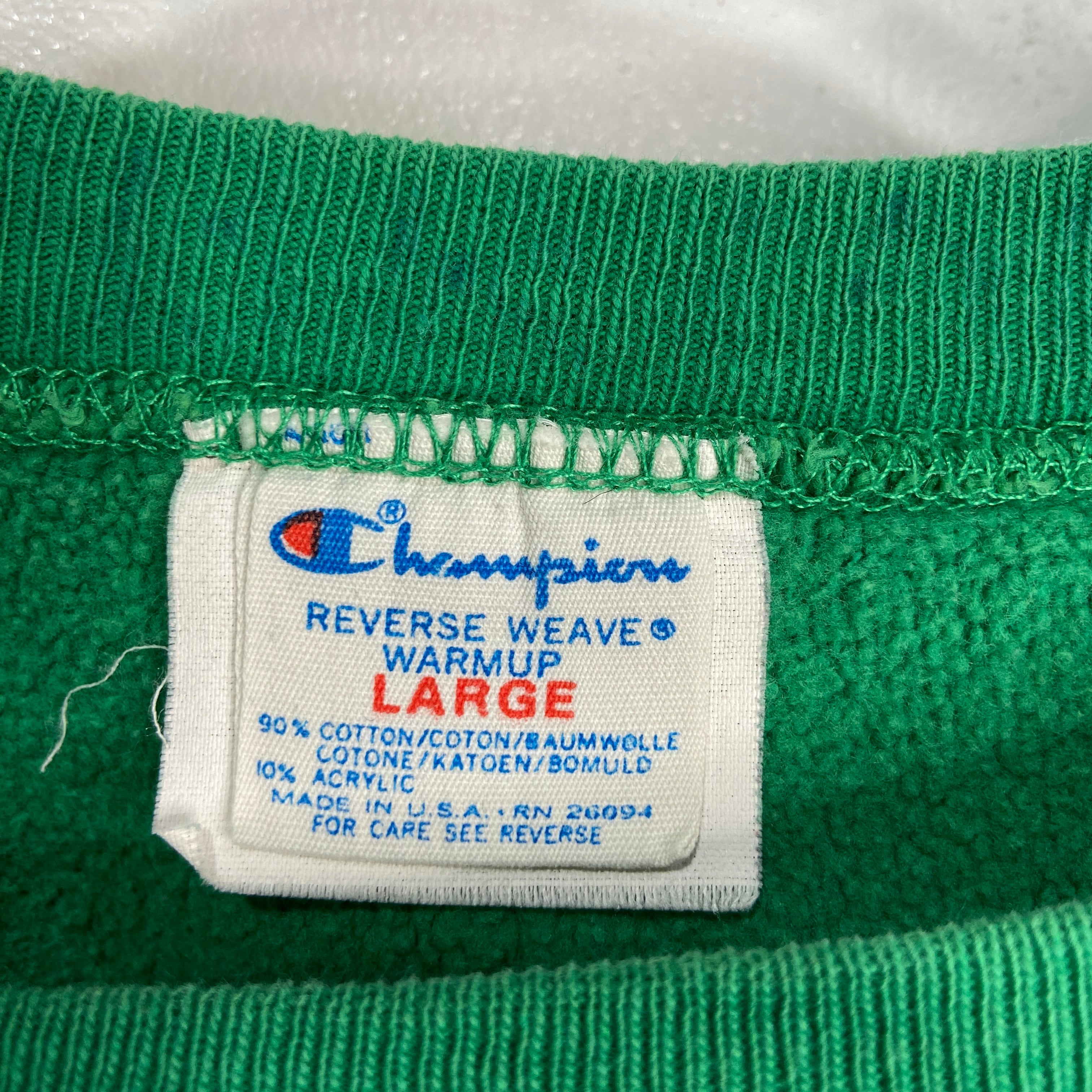 80s Champion リバースウィーブ スウェット プリントタグ 緑 L | 古着 