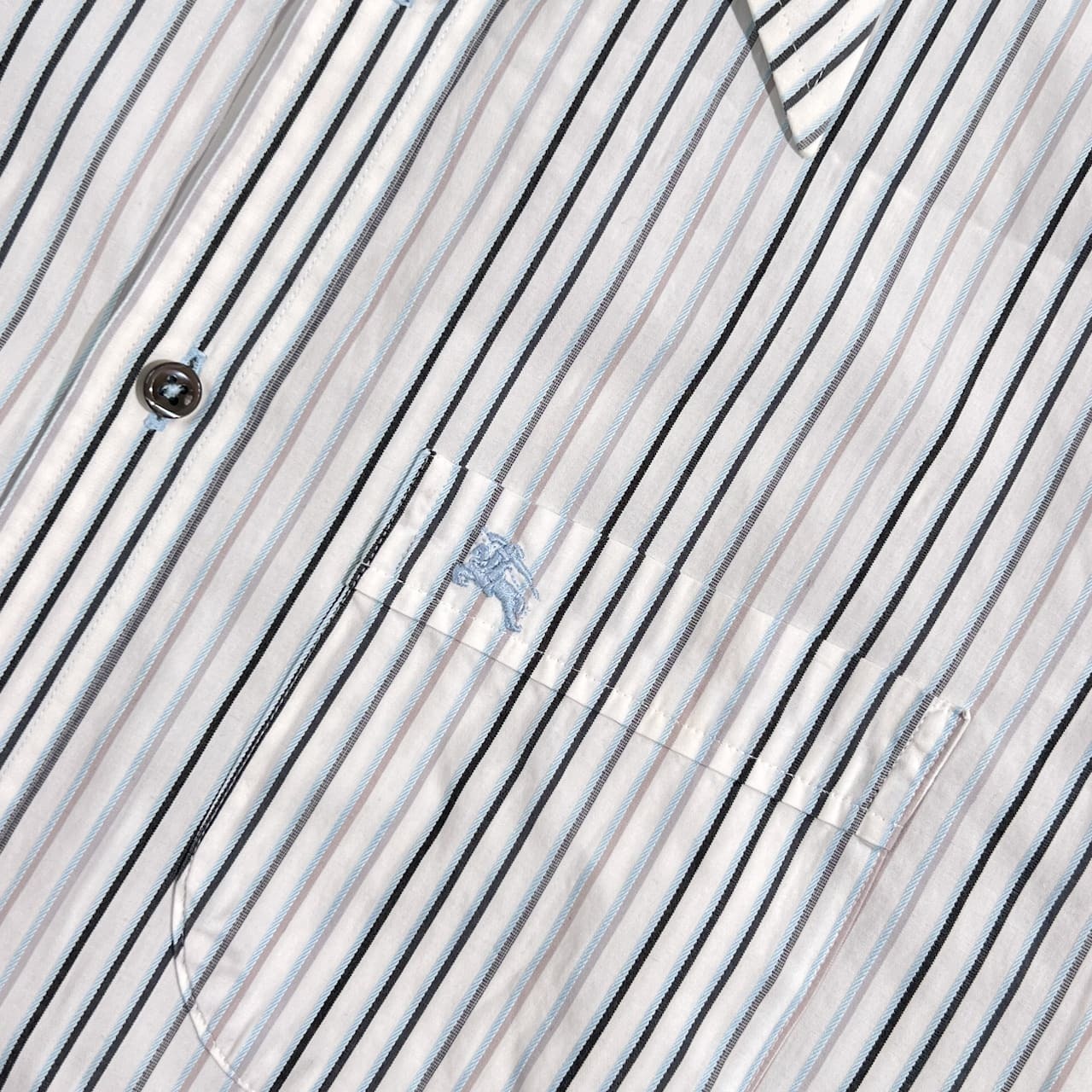 BURBERRY BLACK LABEL バーバリーブラックレーベル ストライプ 長袖 シャツ サイズ 38 /ホワイト系 メンズ 三陽商会