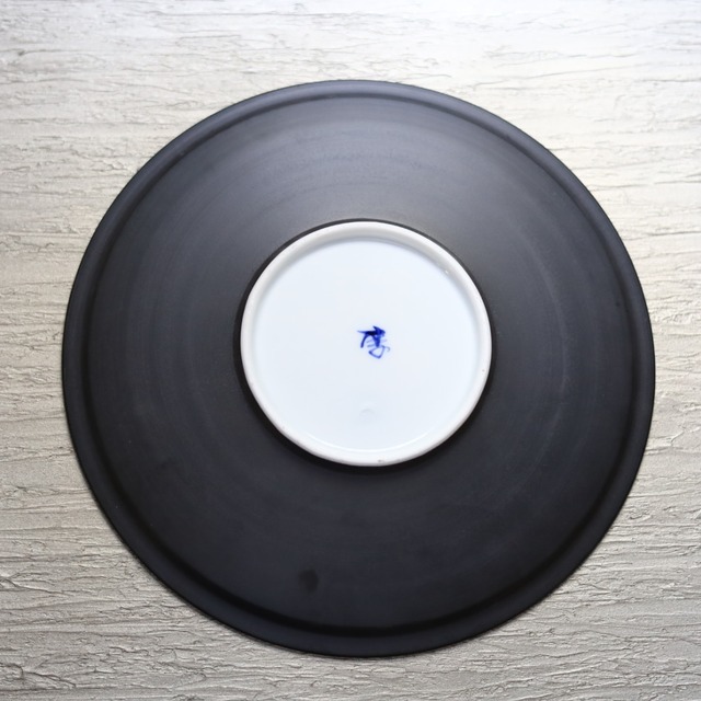 AS 李荘窯　ムーンサーフェイス　渕付プレートφ22㎝皿