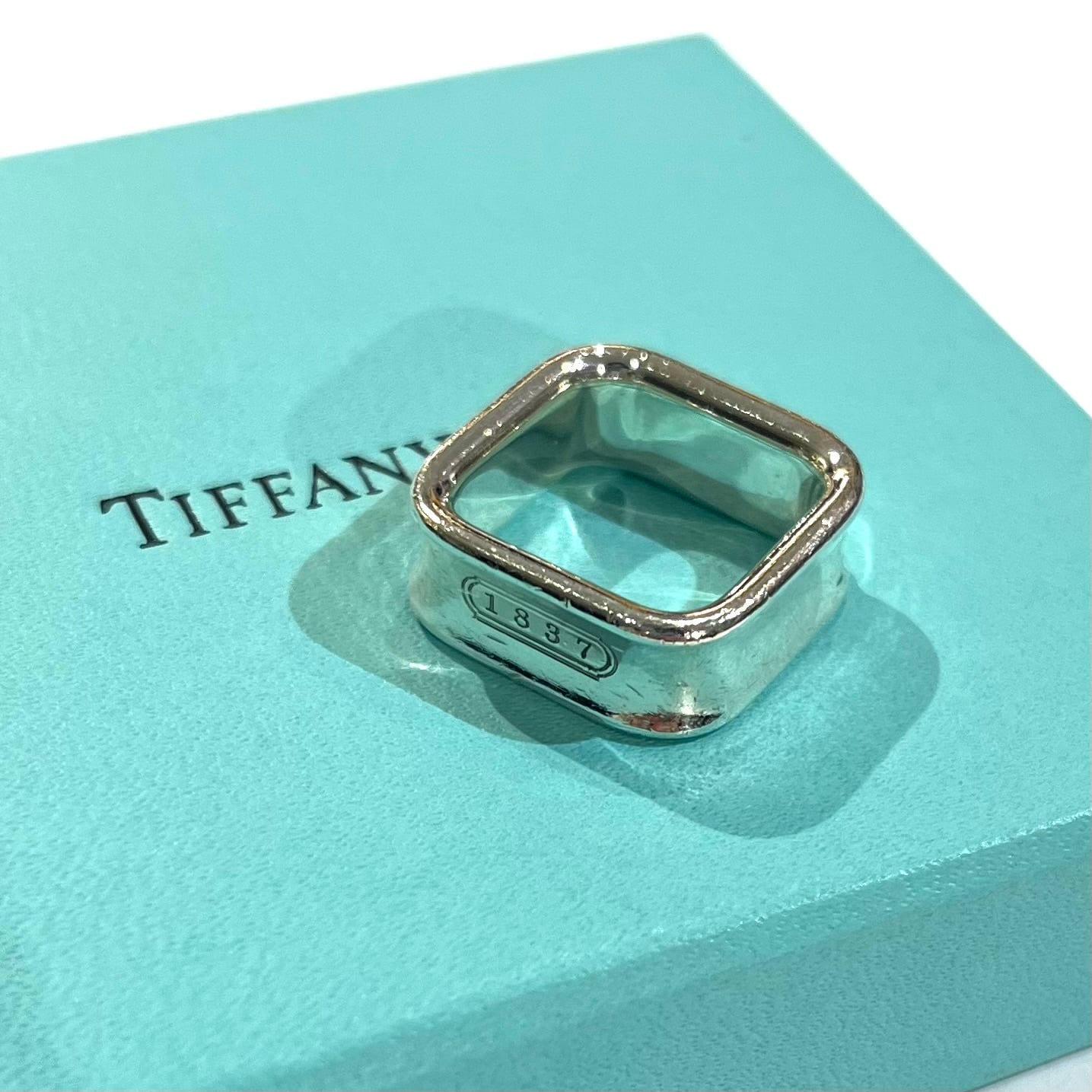 TIFFANY&CO.】2151 希少1837スクエアリング／11-12号／シルバー925