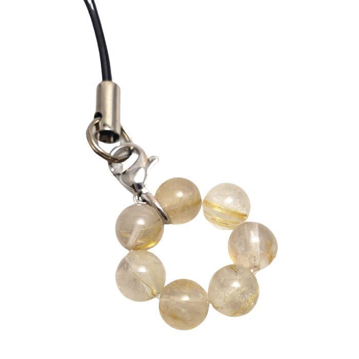 金運 ルチルクォーツ パワーストーン ストラップ 天然石 携帯