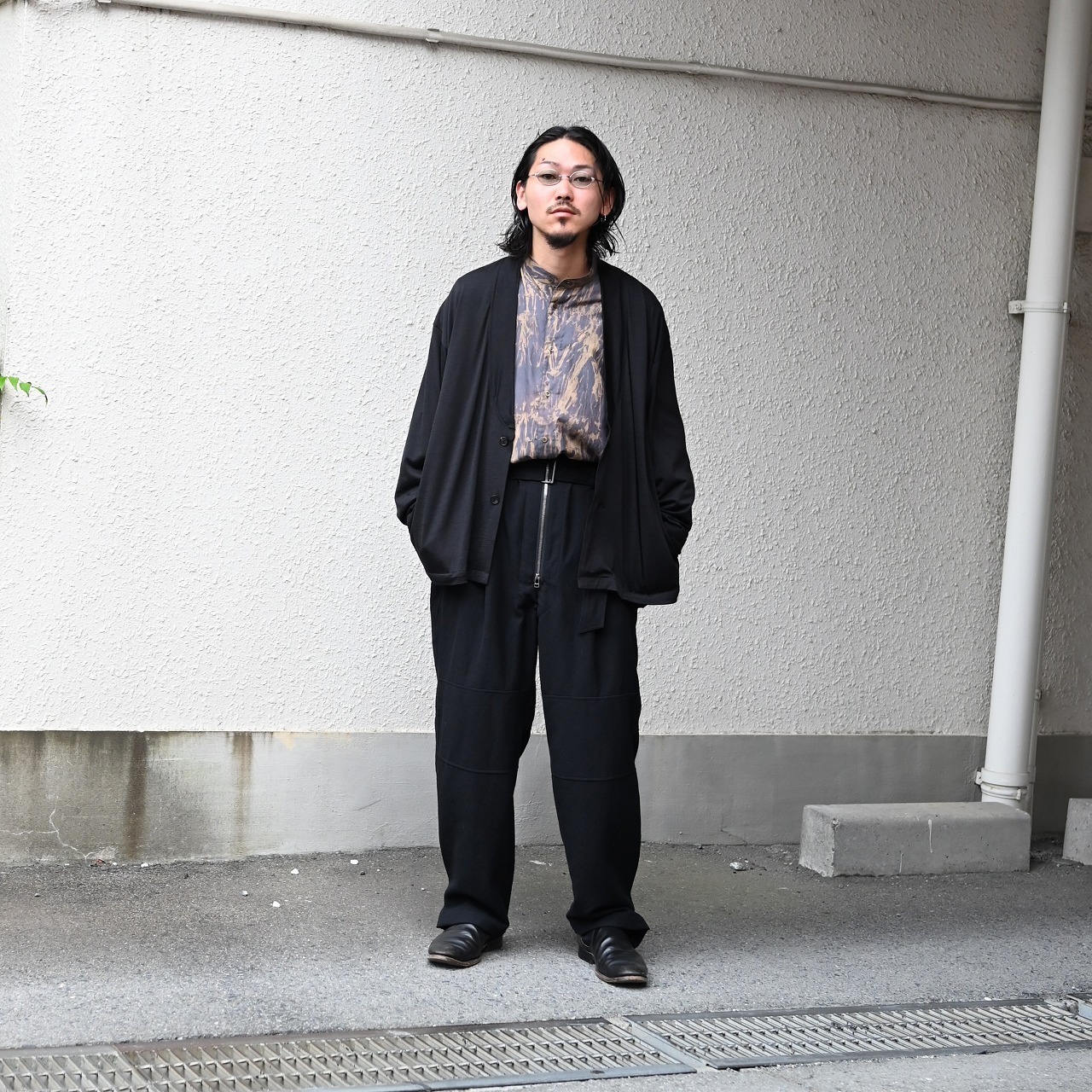 Nonnotte(ノノット)Minimum Smoking Jacketと山内(ヤマウチ)ツナギパンツコーディネート