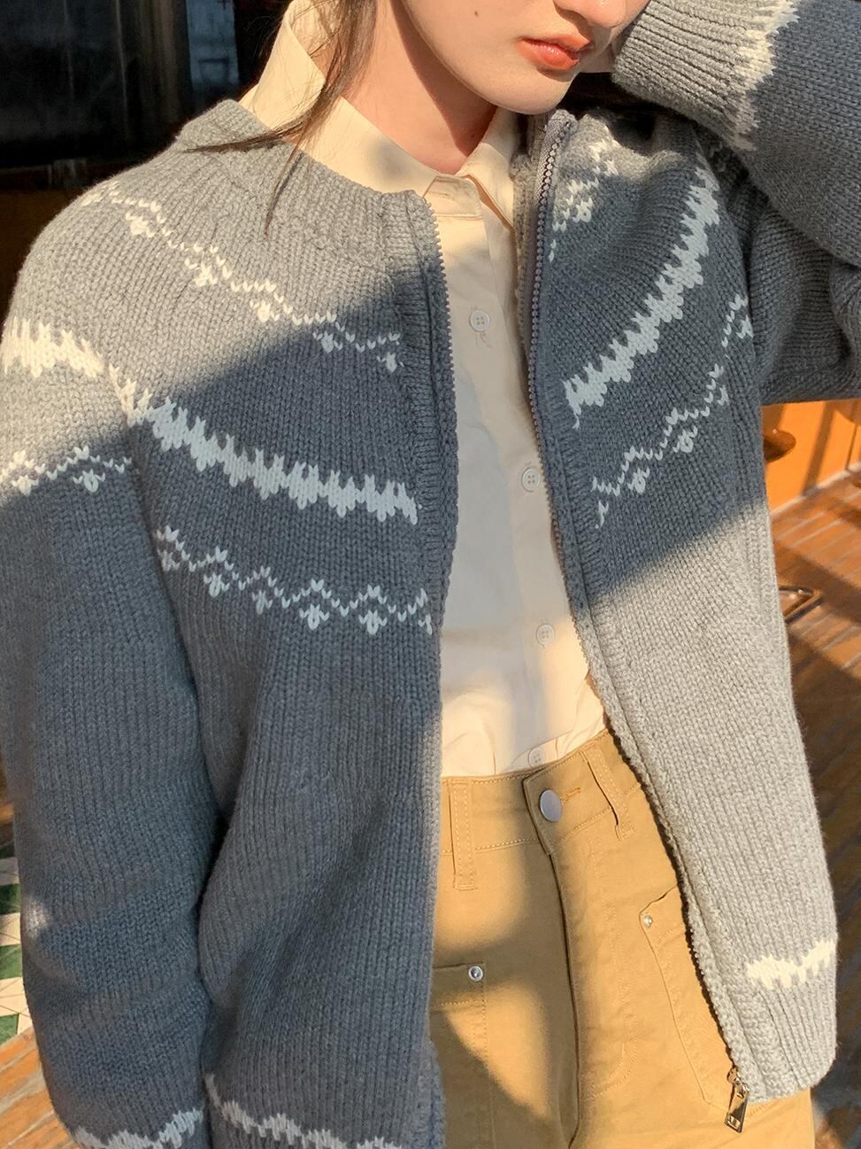 Nordic zip knit cardigan（ノルディックジップニットカーディガン）c