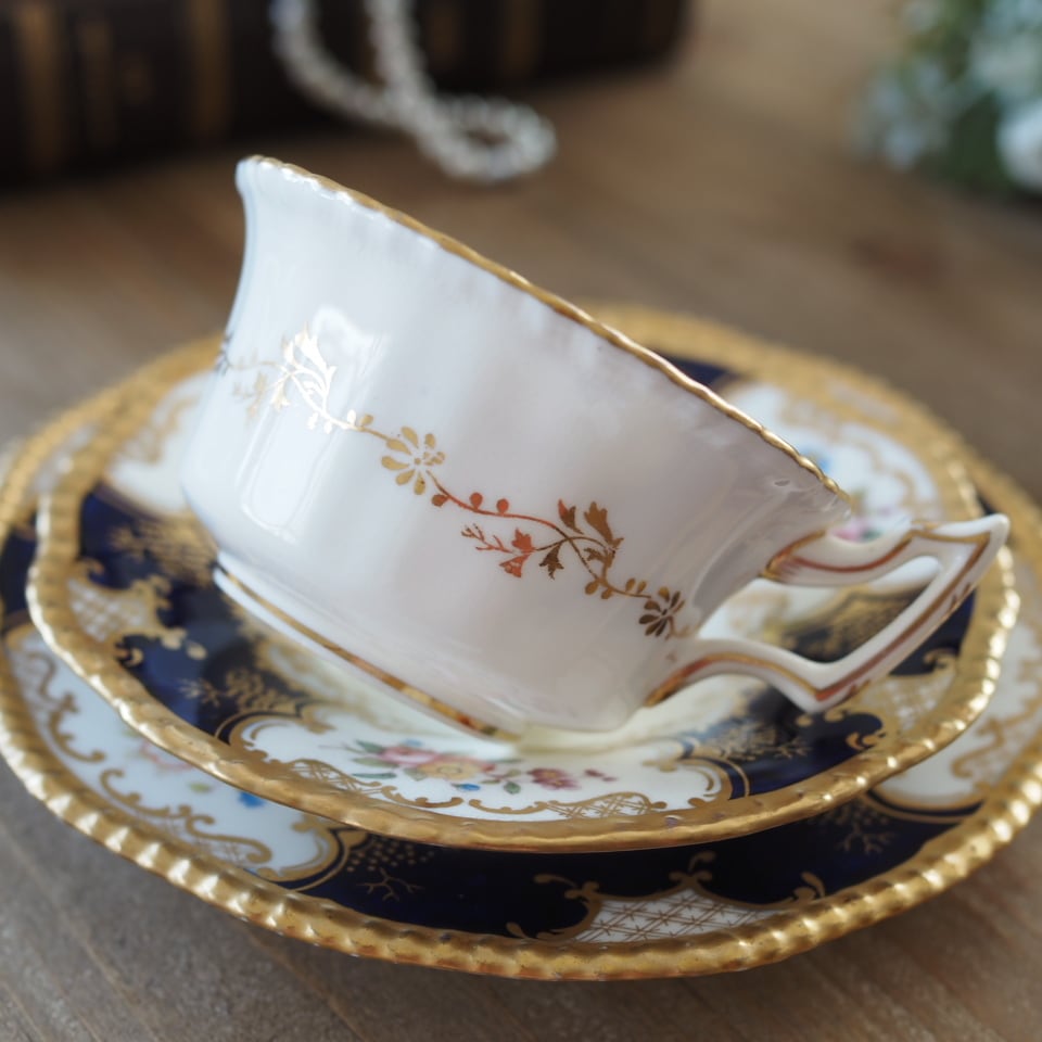 英国コールポート 希少 バットウィング・コバルト トリオB カップ