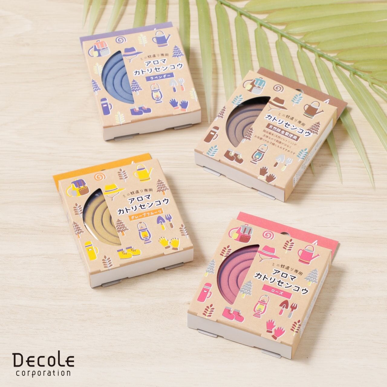 蚊取り線香 アロマ ミニ サイズ おしゃれ 天然 天然除虫菊 キャンプ 虫よけ ガーデニング 虫除け アウトドア グッズ アロマカトリセンコウ Decole デコレ 香り ラベンダー ナチュラル グレープフルーツ ローズ Zk068
