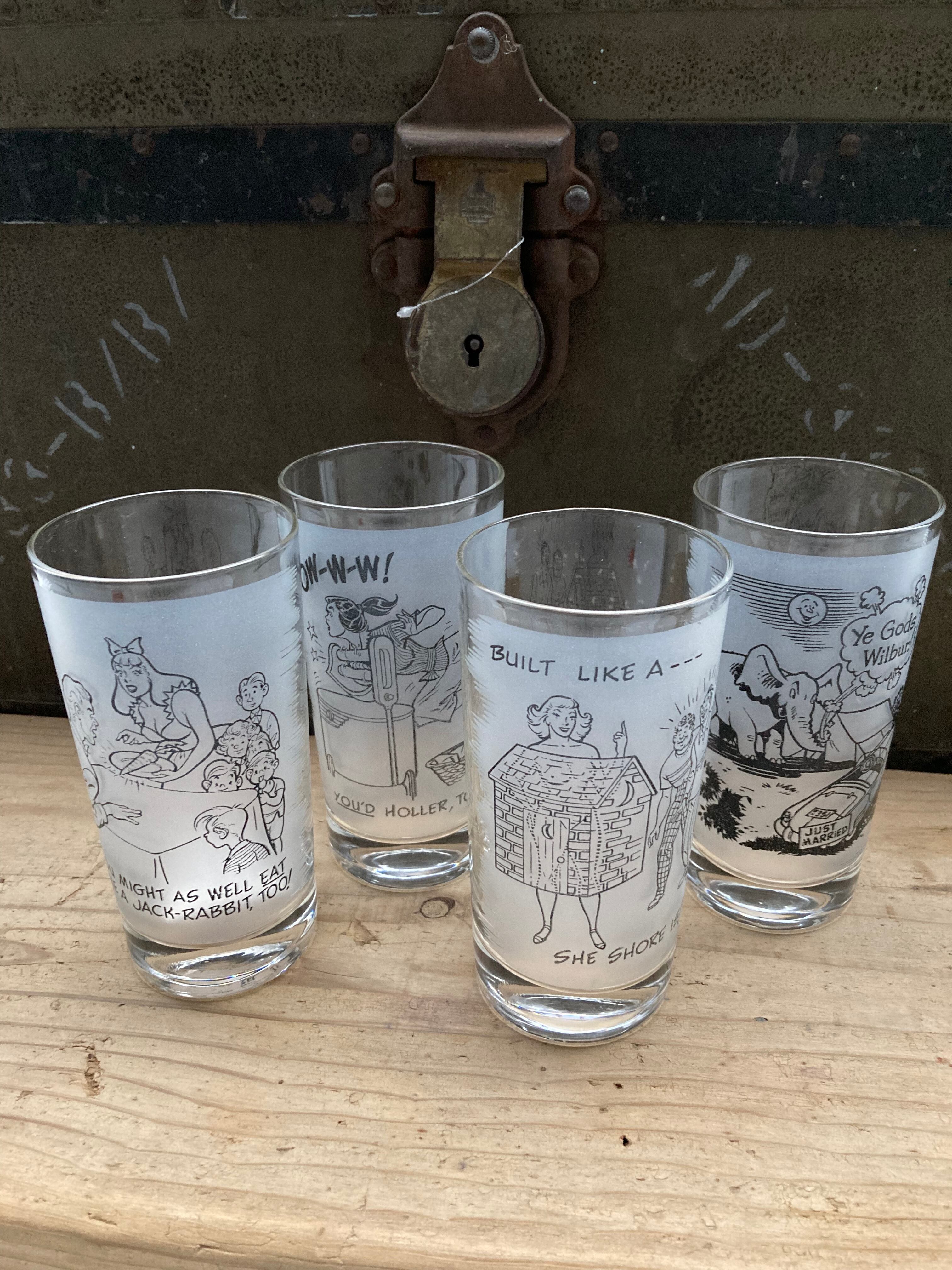 VINTAGE 4GLASS SET   (beady antiques)