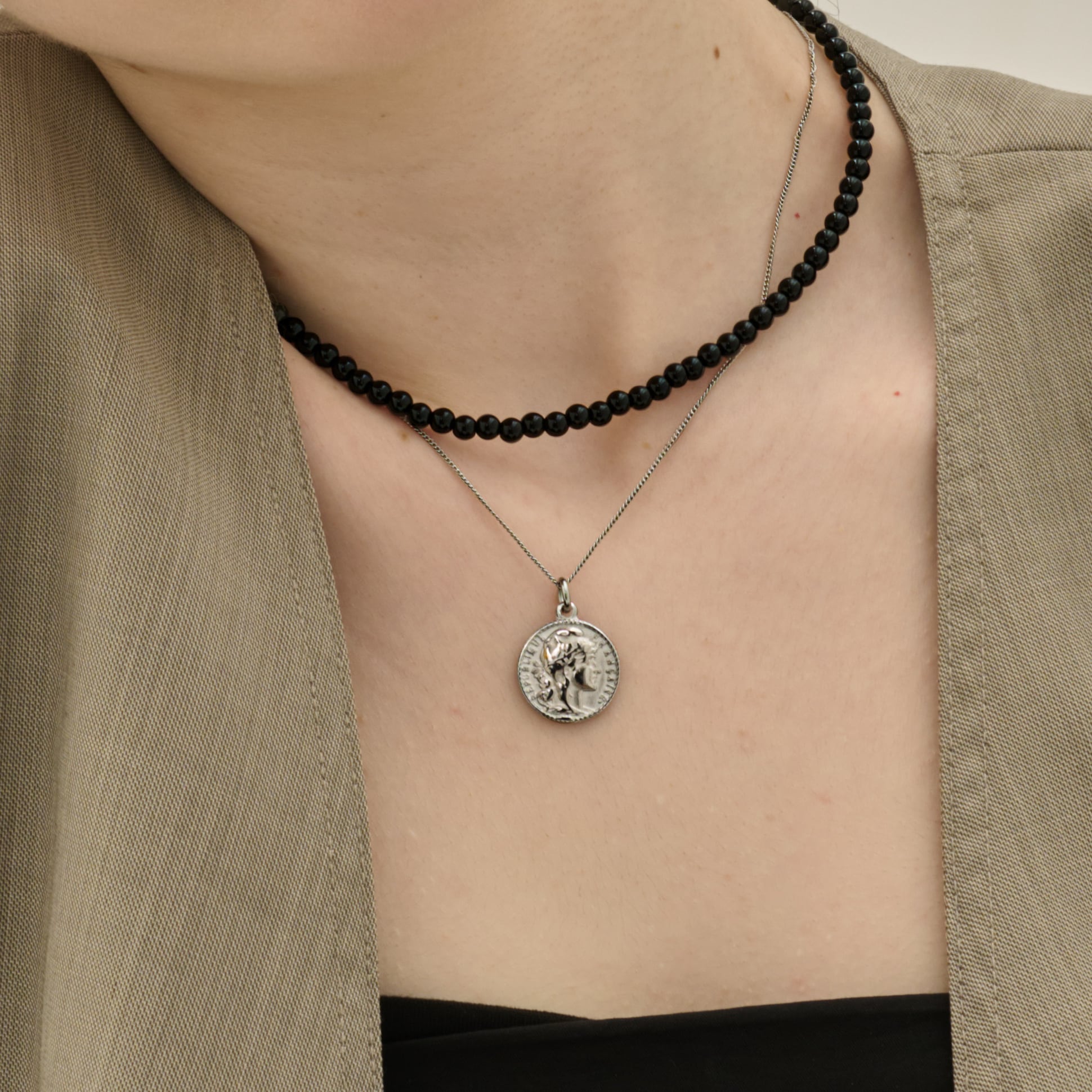 再入荷*silver925 onyx necklace N089 | RIN. accessory ｜ステンレス