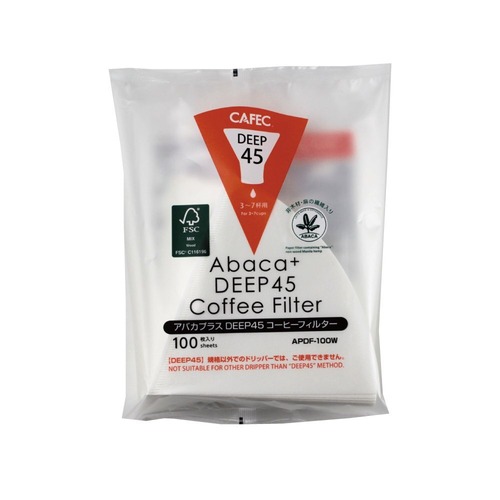 CAFEC アバカプラスDEEP 45 コーヒーフィルター〈3～7杯用〉100枚入　ホワイト