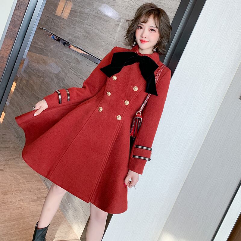 リボンダブルブレストウェスト薄手コート ウィンター 冬物 MIUCO70570145989