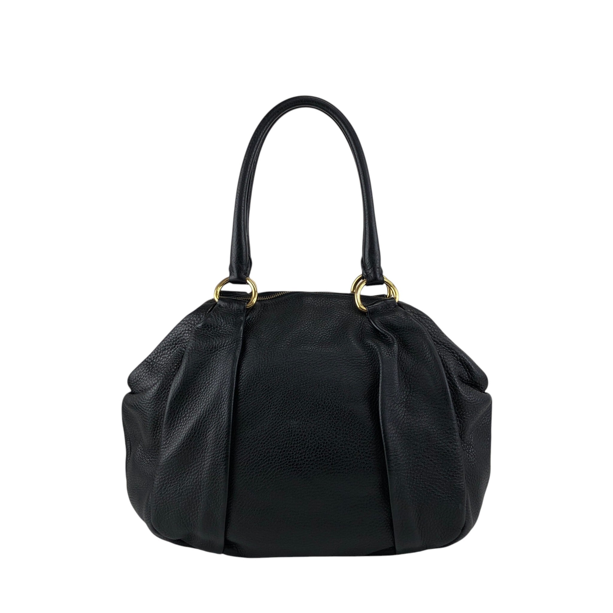 PRADA プラダ トートバッグ ブラック ロゴ レザー ラウンド vintage