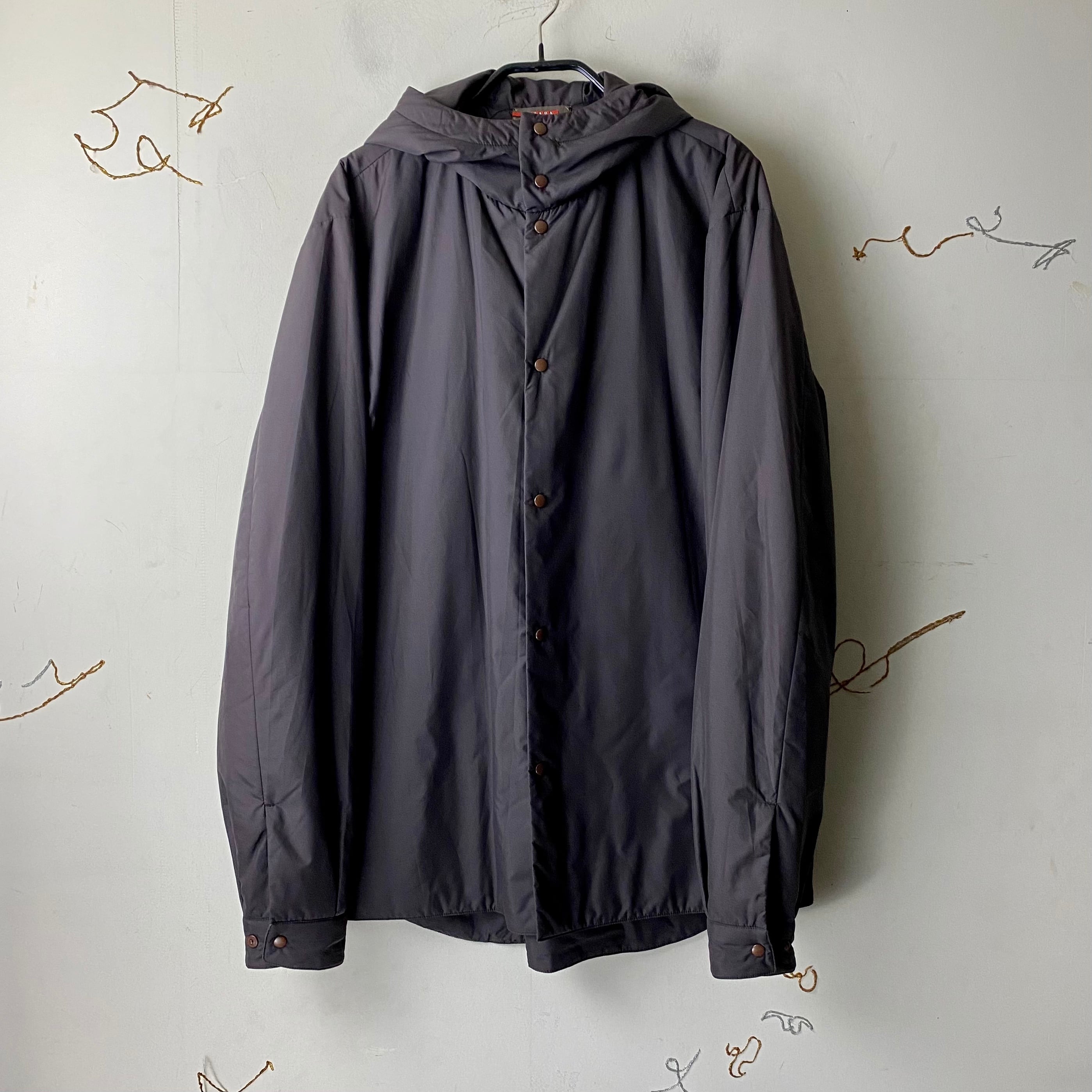 PRADA SPORT lightweight nylon padding hi-neck jacket with hoodie  