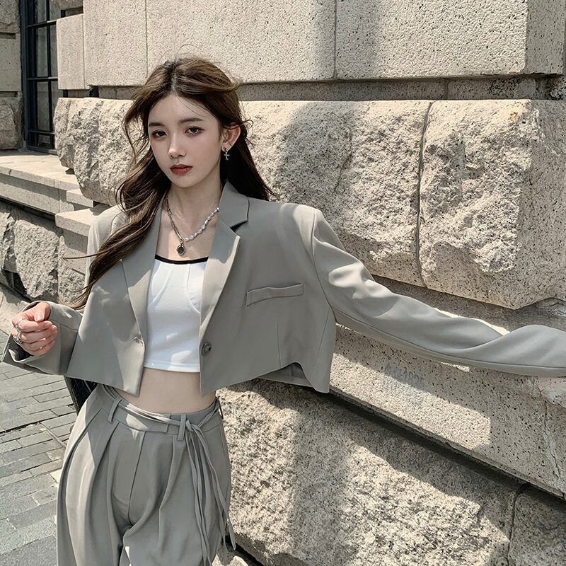 ショートスプリングオータムスタイルジャケット カジュアル薄手トップス ストリート 春物 秋物 YY-ファッション84056934058