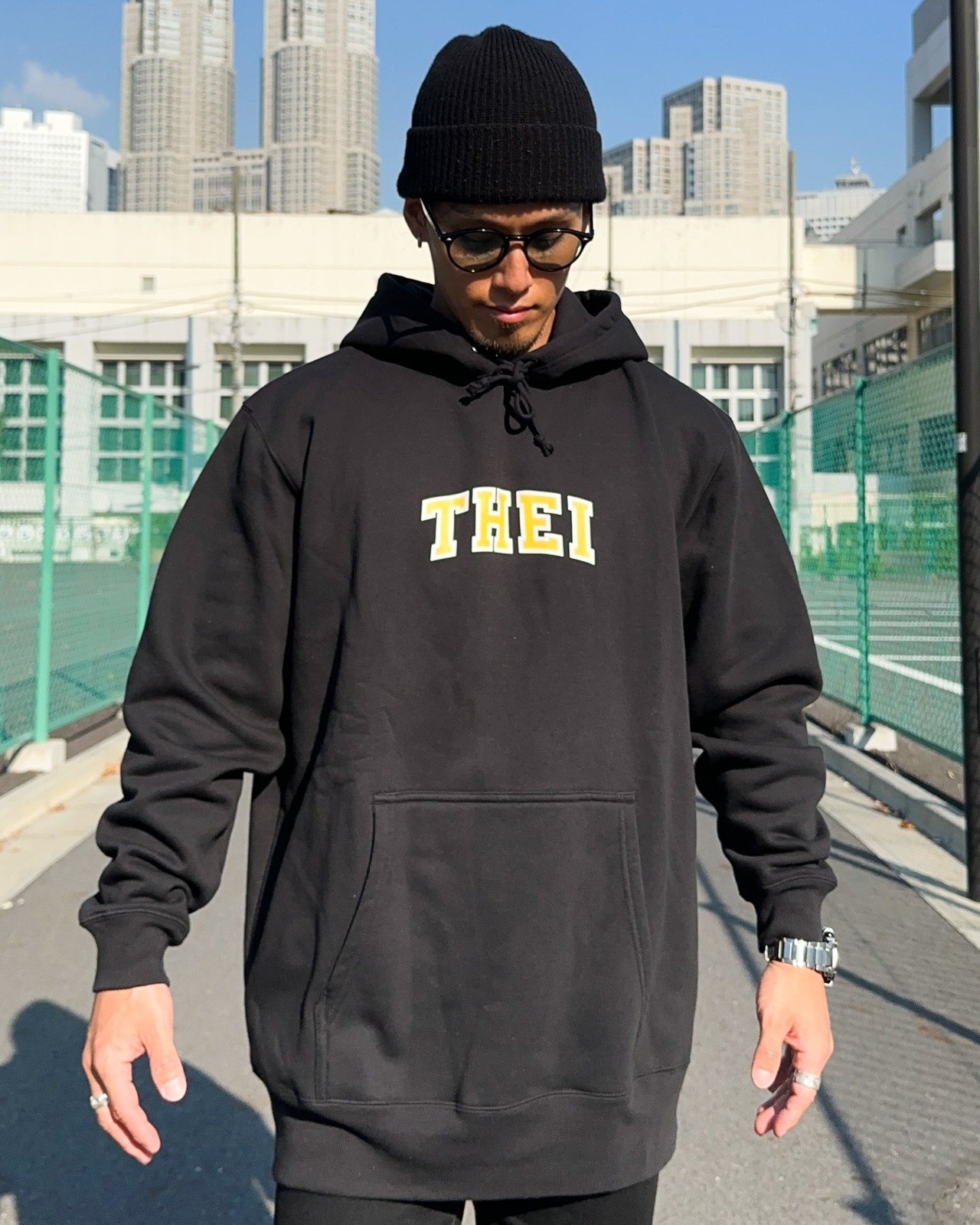 COLLEGE SWEAT HOODIE - BLACK