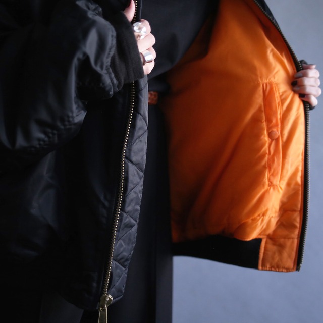 "black × orange" reversible design XXL over size MA-1 bomber jacket