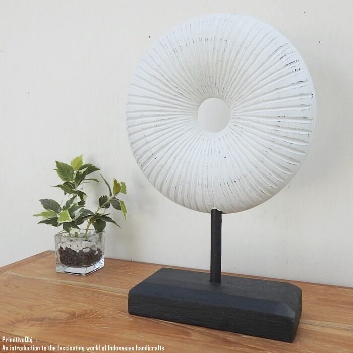 アジアンテイスト オブジェ [海] 35cm 木製装飾 ホワイトウォッシュ