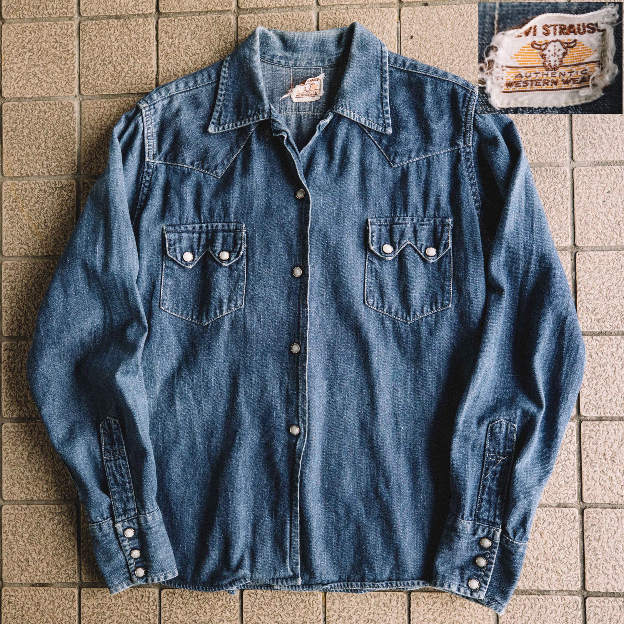 50s levis リーバイス デニムウエスタンシャツ  ショートホーン