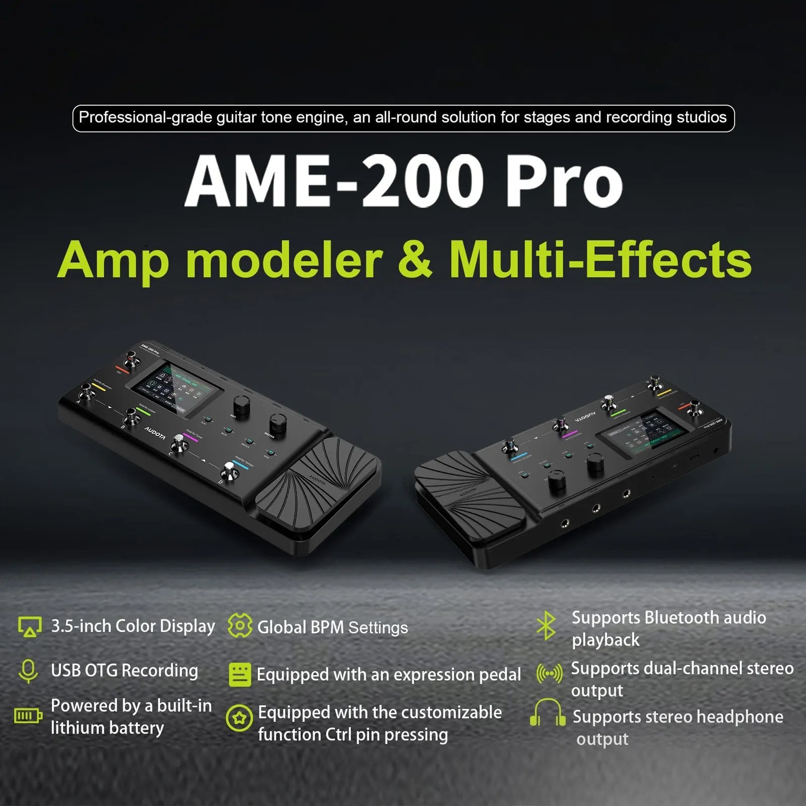 Audota Ame 200 Pro アンプモデラー エフェクター 充電式 チューナー