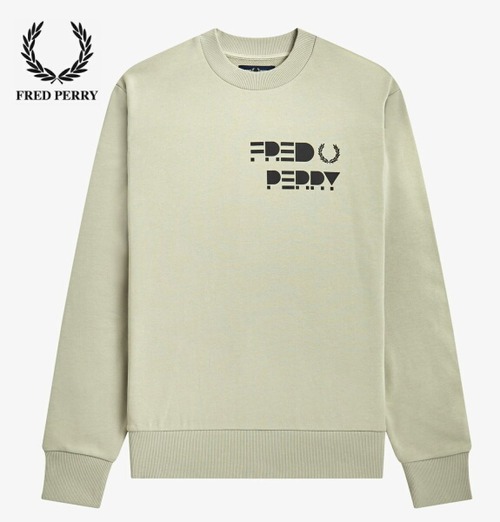 フレッドペリー スウェット トレーナー プルオーバー メンズ FRED PERRY Raised Print Sweatshirt M4626 LIGHT OYSTER