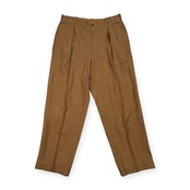 PAPAS パパス セットアップ リネン & レーヨン スーツ サイズ (上)M (下)L /メンズ/ブラウンベージュ系/日本製