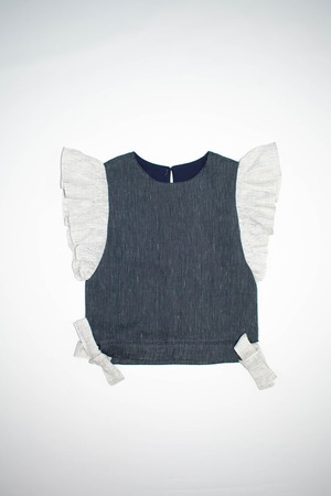 【20SS】KOKORI (ココリ）- LILIY BLOUSE / navy [2y.4y.6y］ブラウス フリルブラウス